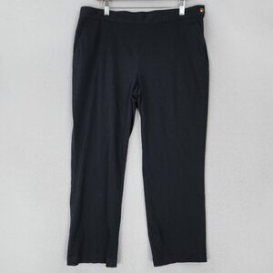 Ralph Lauren Pants Womens 14 Black Straight Leg Side Zip High Rise Crop Casual